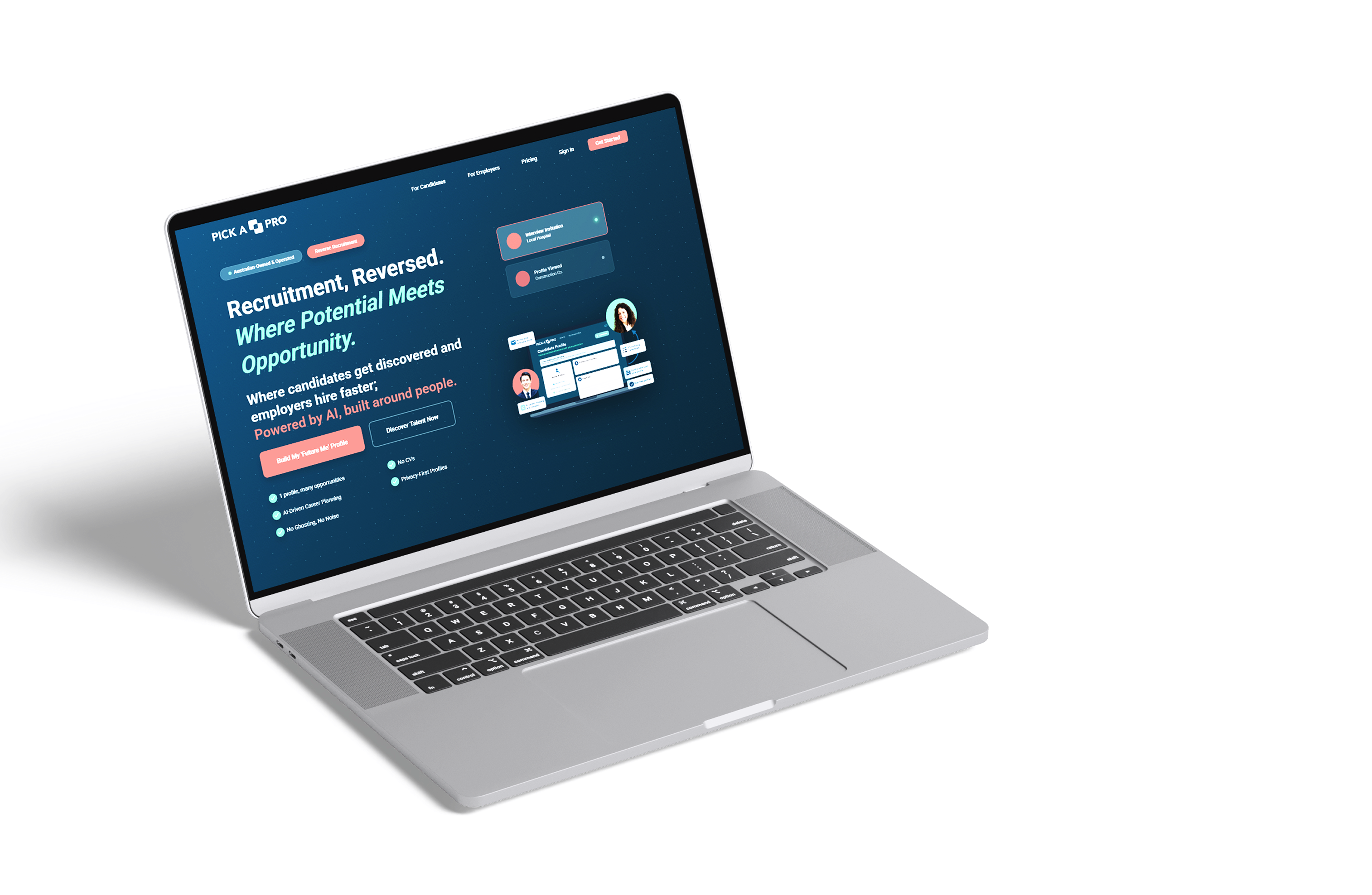 Pick a Pro platform on a laptop screen