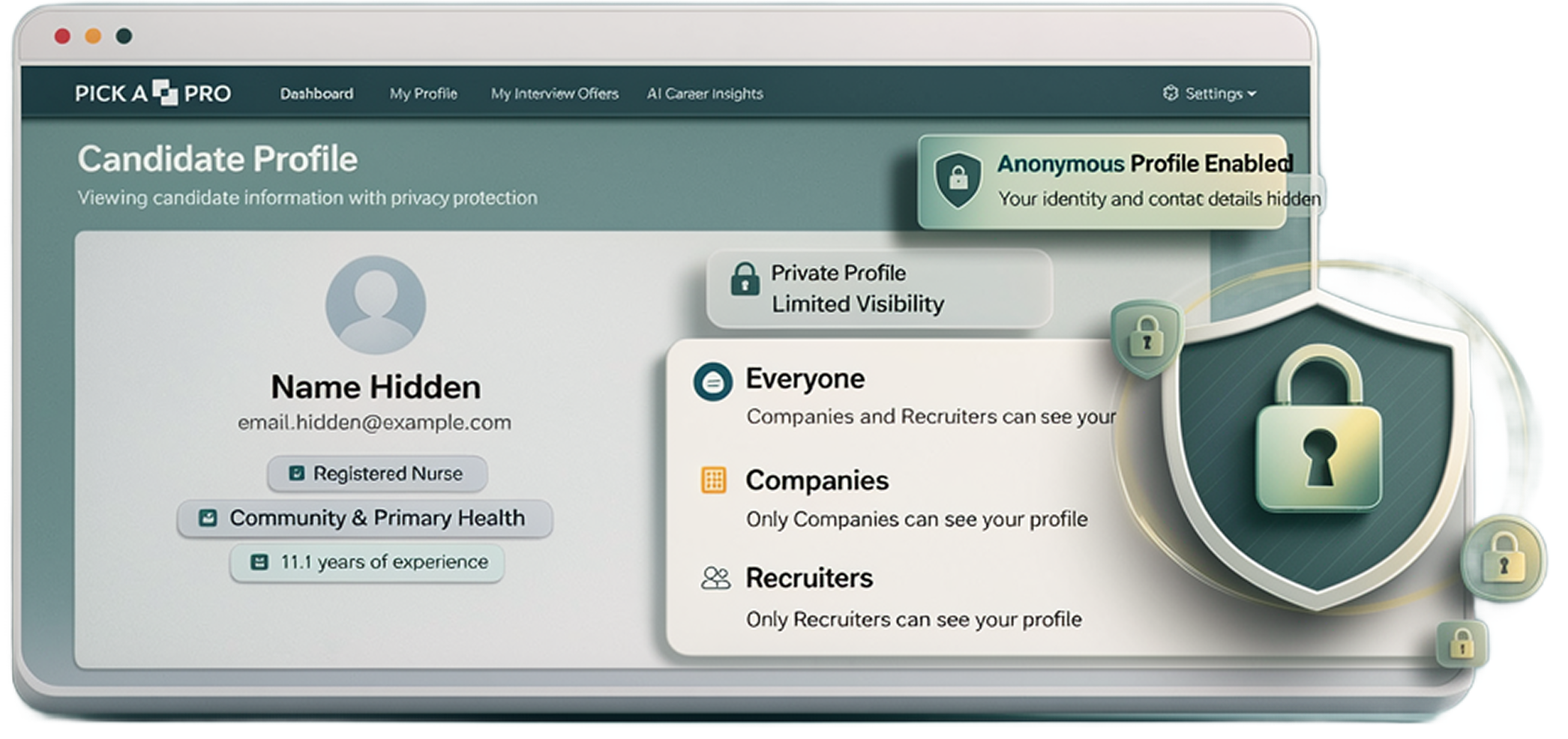 Privacy controls interface